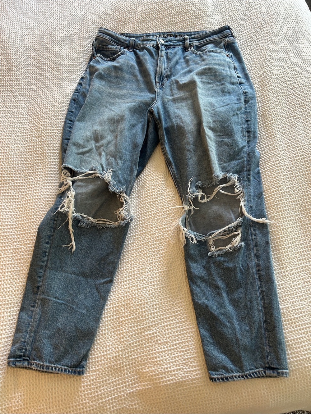 American Eagle Outfitters Distressed Blue Ripped Jeans